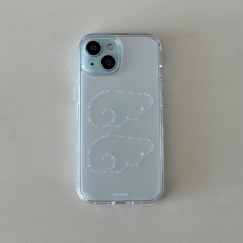 Mode Korea INS Vita Stjärnvingar Fodral för iPhone 16 Pro 15 14 13 12 11 Promax Plus Lyxigt Högkvalitativt Minimalism Baksidesfodral