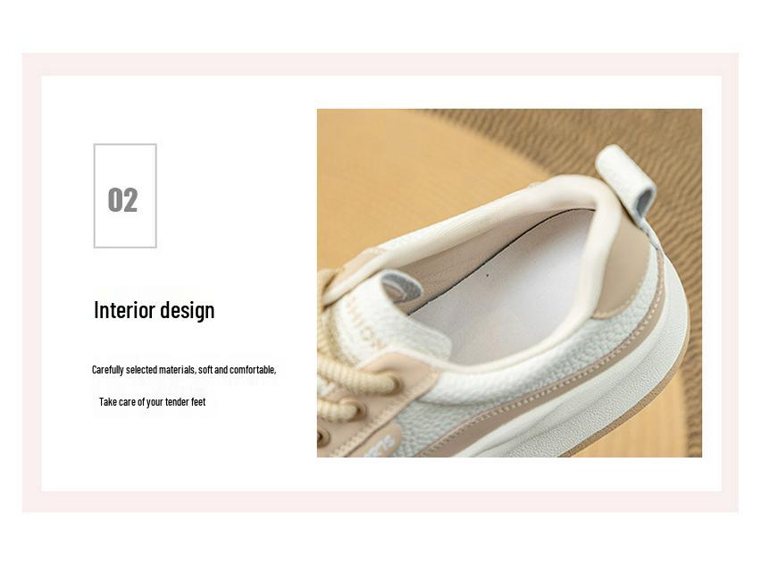 2024 Wiosna Damskie Białe Retro Buty Skate z Grubej Podeszwy ze Skóry Naturalnej - Wszechstronne, Płaskie, Casualowe Sneakersy Plus Size