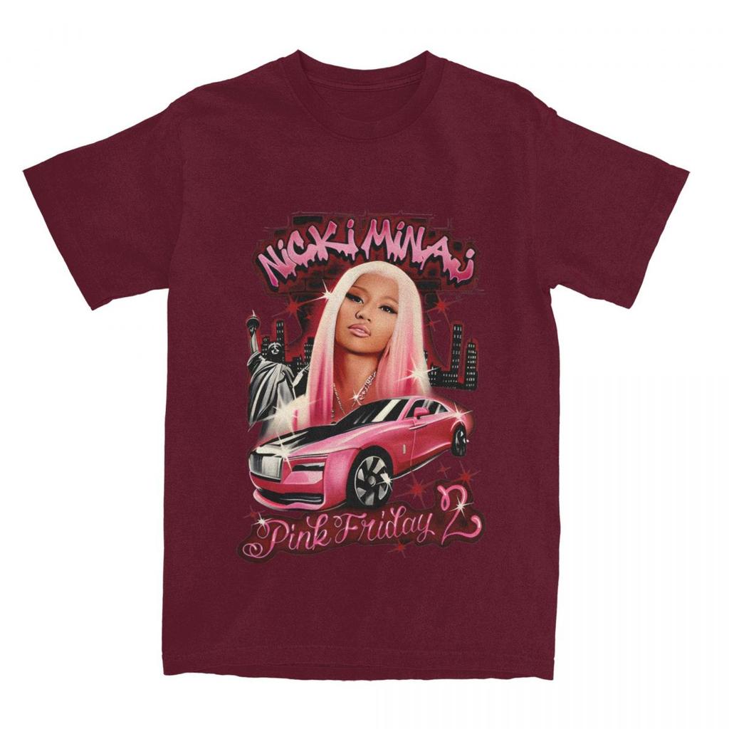 Novelty Nicki Minaj Pink Friday 2 Tour T-Shirts for Men Crew Neck Pure Cotton T Shirt Short Sleeve Tee Shirt Printed Clothes