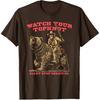 Giant Step Design Co. Watch Your Topknot Grizzly Bear Rider Cowboy Illustration T-Shirt