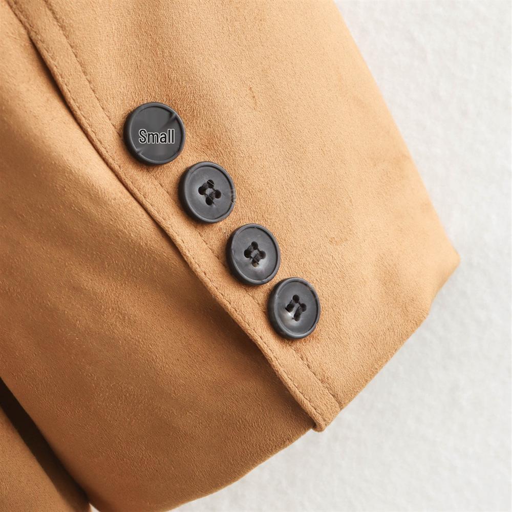 Women's Two-Color Suede Suit Jacket - Brown Mylar (Autumn/Winter 2024)