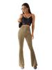 Women's Fashion Sexy High Waist Gold Velvet Ribbed Flared Pants