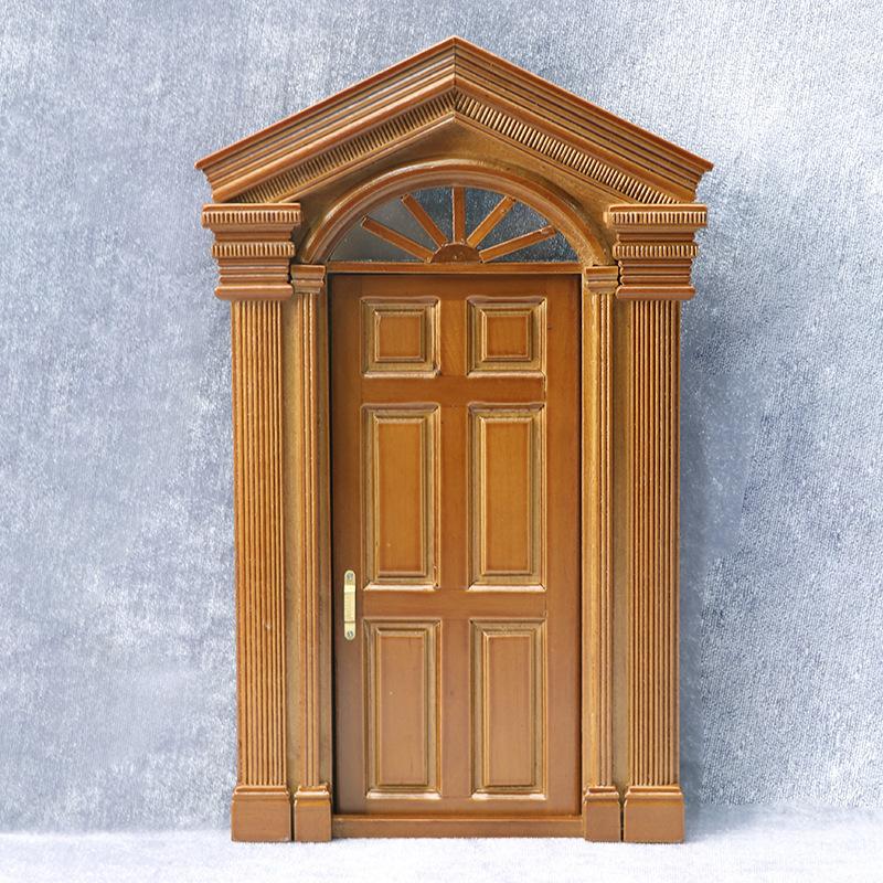 1pc Miniature Villa Door, European Antique Style, Wooden Simulation Sun Door for DIY Dollhouse Decor, Mixed Color