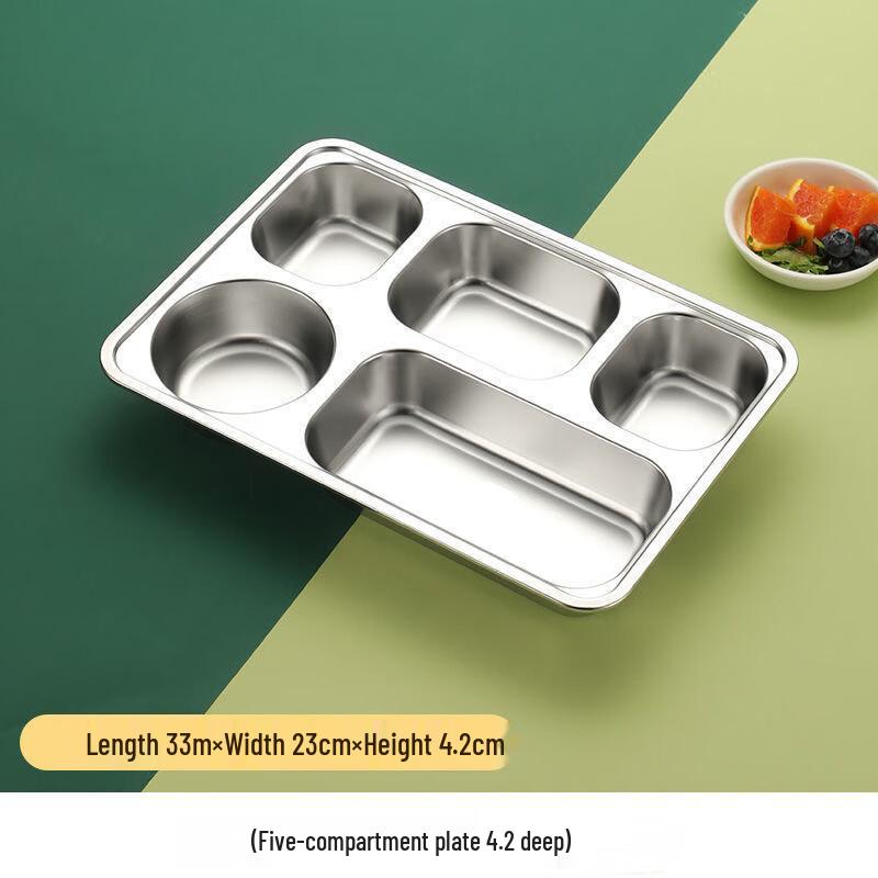 ZISIZ 304 Stainless Steel 5-Compartment Lunch Tray