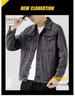 Men's Smoke Grey Denim Jacket: Trendy Lapel Workwear for Spring and Autumn – Casual, Handsome, Plus Size.