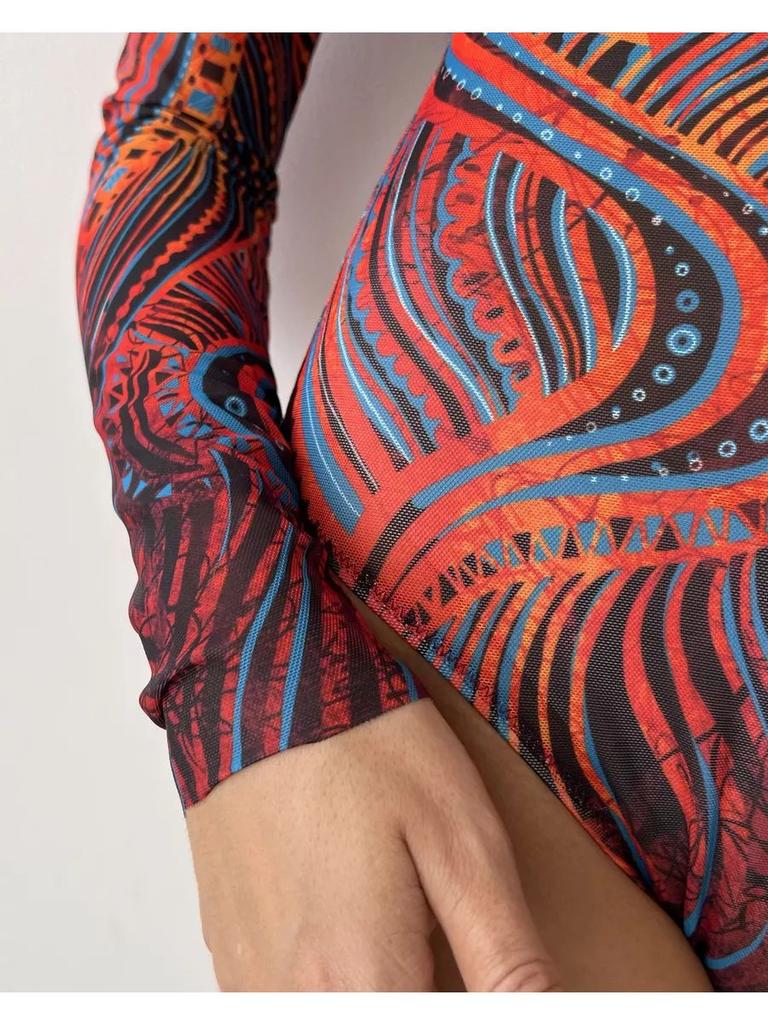 Mesh Sun-protective One-piece Swimsuit, Long-sleeved Sun-protective Swimwear