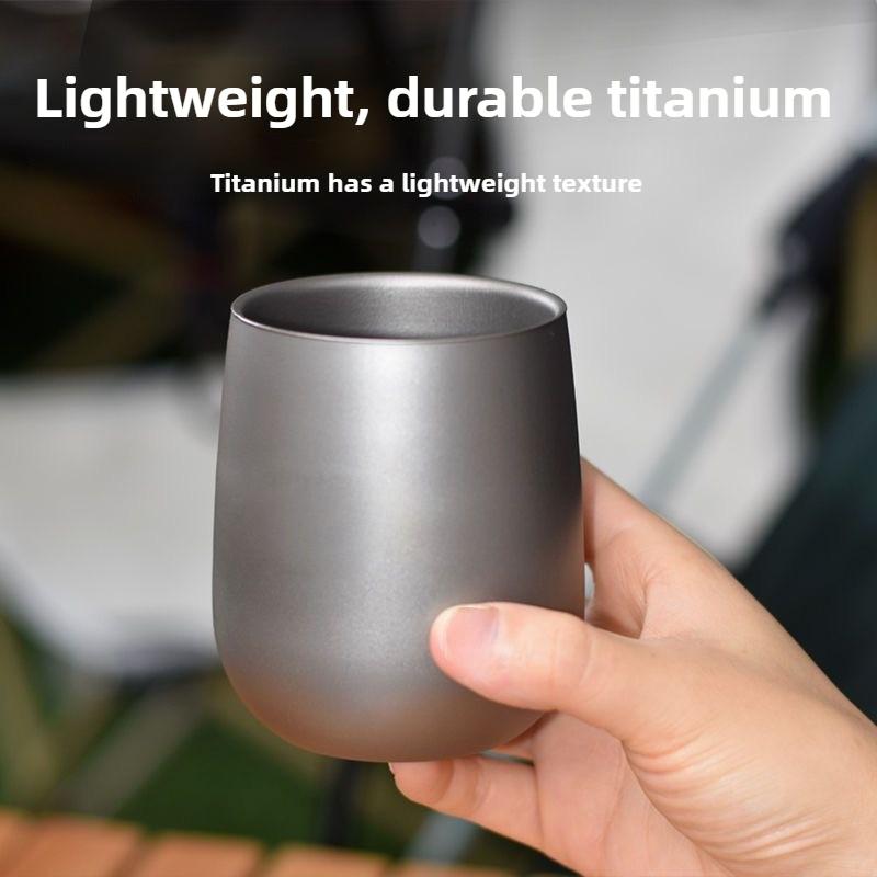 Pure Titanium Goose Egg Cup,Healthy Antibacterial Titanium Cup,Thickened Wine Cup,Double-layer Insulated Camping Drinking Teacup