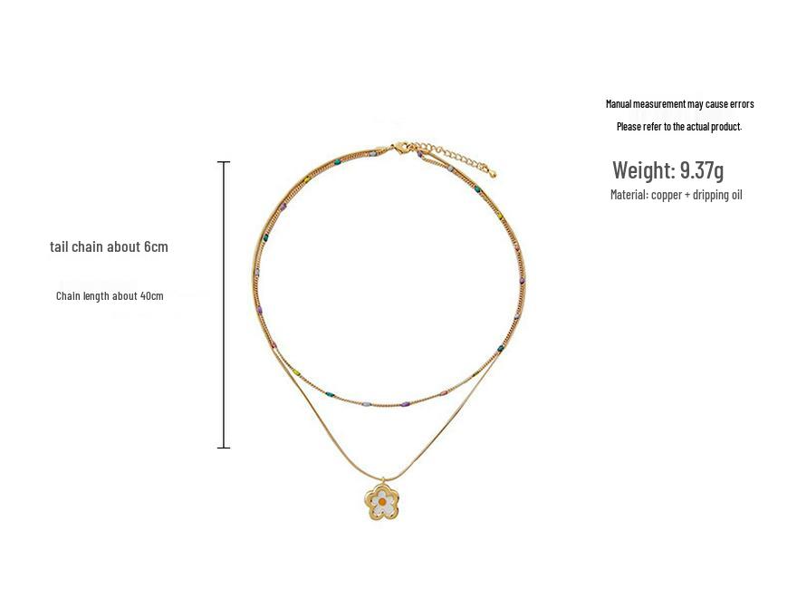 Korean Style Double Layer Flower Necklace for Women - Summer Fashion Clavicle Chain