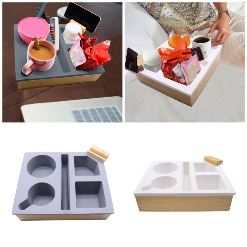 Multifunctional Silicone Organizer for Cups and Smartphones Practical Couch Cup Holder Tray for Snacks Beverages Rack