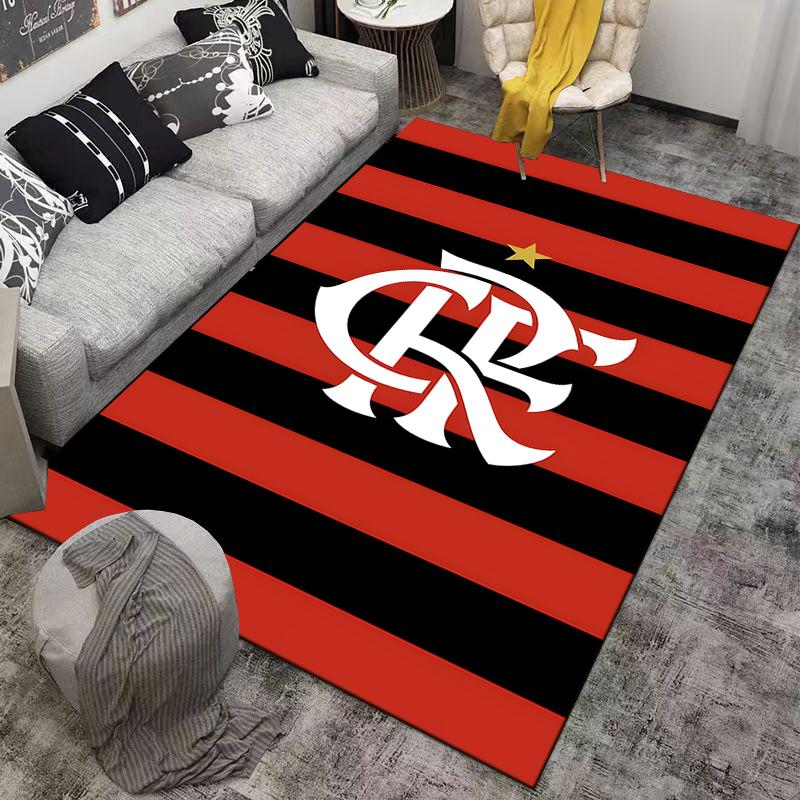 Red and Black Striped Carpet with Star and Unique Letter Design  Suitable for Use As an Anti-slip for Living Room Bedroom Sofas