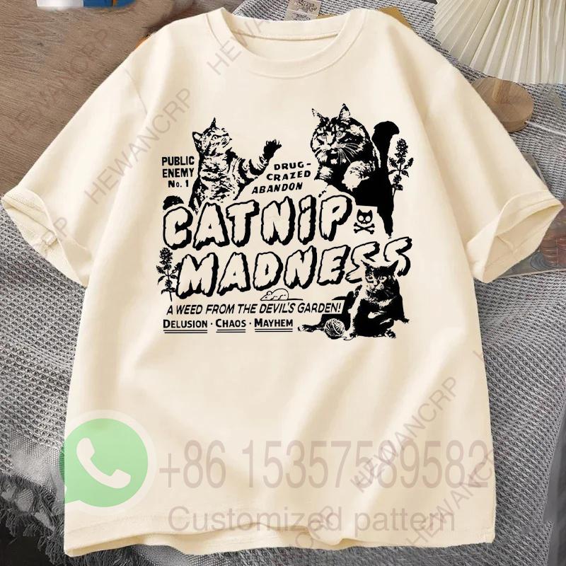 Verrücktes Kätzchen T-Shirt Herren Trainingsanzug Sommer Rundhals Pullover Baumwolle Lässig Sportbekleidung Mode Oberteile Harajuku Retro Streetwear