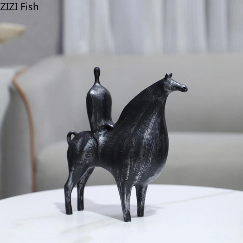 Abstract Art Horseman Statue Desk Decoration Minimalist Rider Figures Sculpture Resin Crafts Ornaments Room Aesthetic Decor