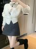 2025 Winter Women's High-End Retro A-Line Sparkly Woolen Short Skirt
