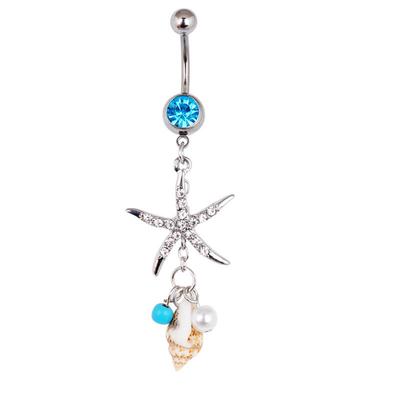 Chirurgischer Stahl Seestern Muschel Körper Nabel Bauchring Knopf Piercing Bar