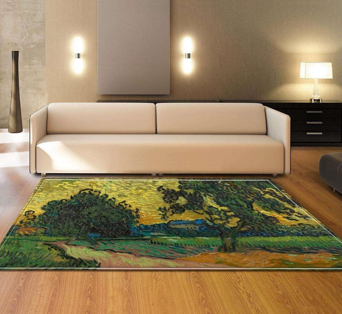 

Living Room Oil Painting Carpet Van Gogh Starry Night Rug Living Room Bedroom Warm Anti Slip Foot Mat Home Decoration 40x60cm