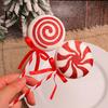 Seasonal Home Decor for Parties Christmas Lollipop Ornaments, Red White Swirl Candy Cane with Tree Spiral Ornament Bow, Artificial Props Tabletop