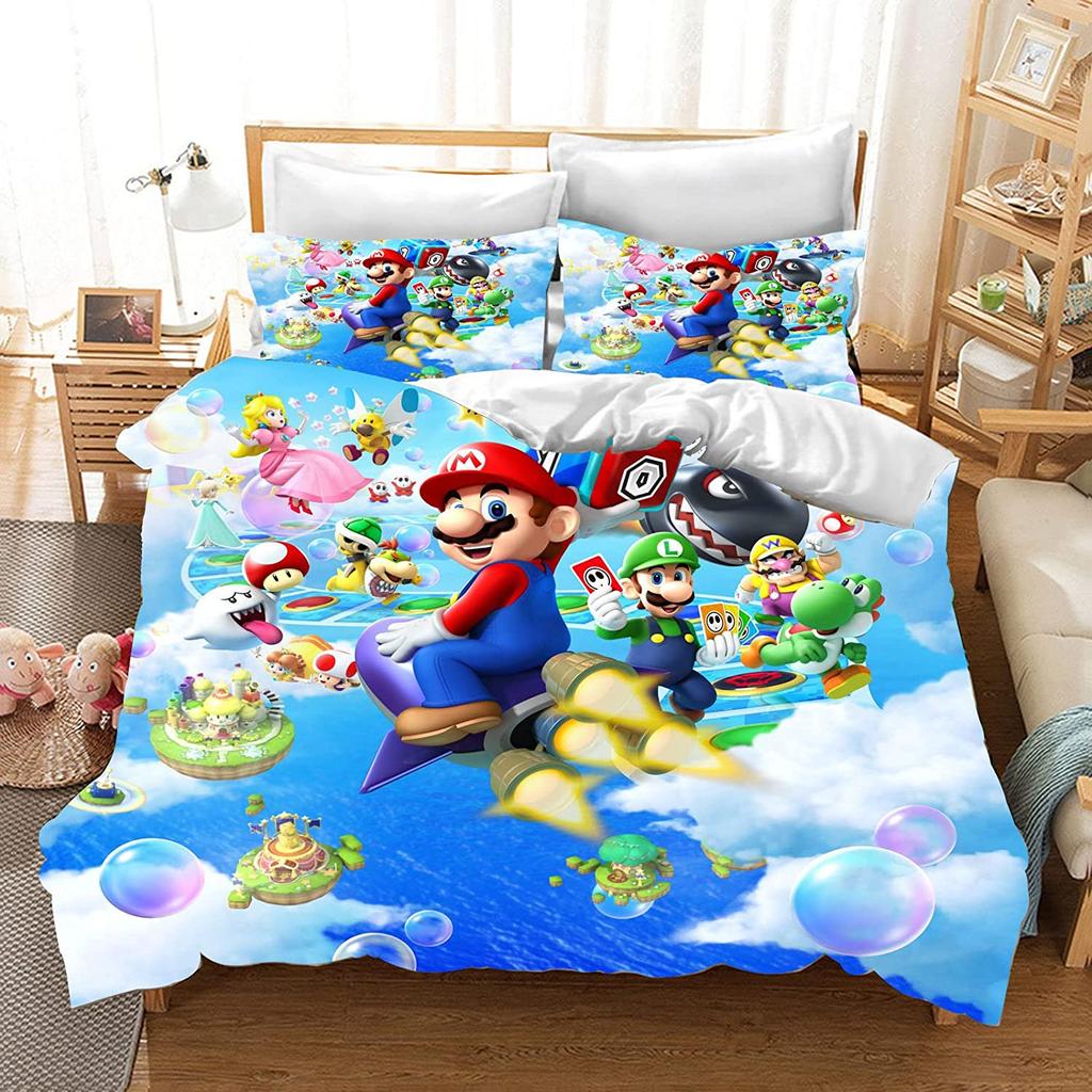 Mario Duvet Cover Set Comforter Bedding 3d Children'S Bedding Set 3-Piece 1 Quilt Cover King Size