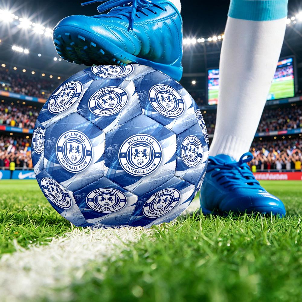 Millwall FootballPrinted Size 5 Soccer Ball, Anti Slip Adult Match Football Souvenir for Football Fans