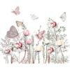 Schmetterlings-Blumen-Wandaufkleber, Wohnzimmer-Tapete, Blumen, Schlafzimmer, Wanddekoration, Kunstposter, Vinyl-Dekoration, Schmetterlings-Tapete