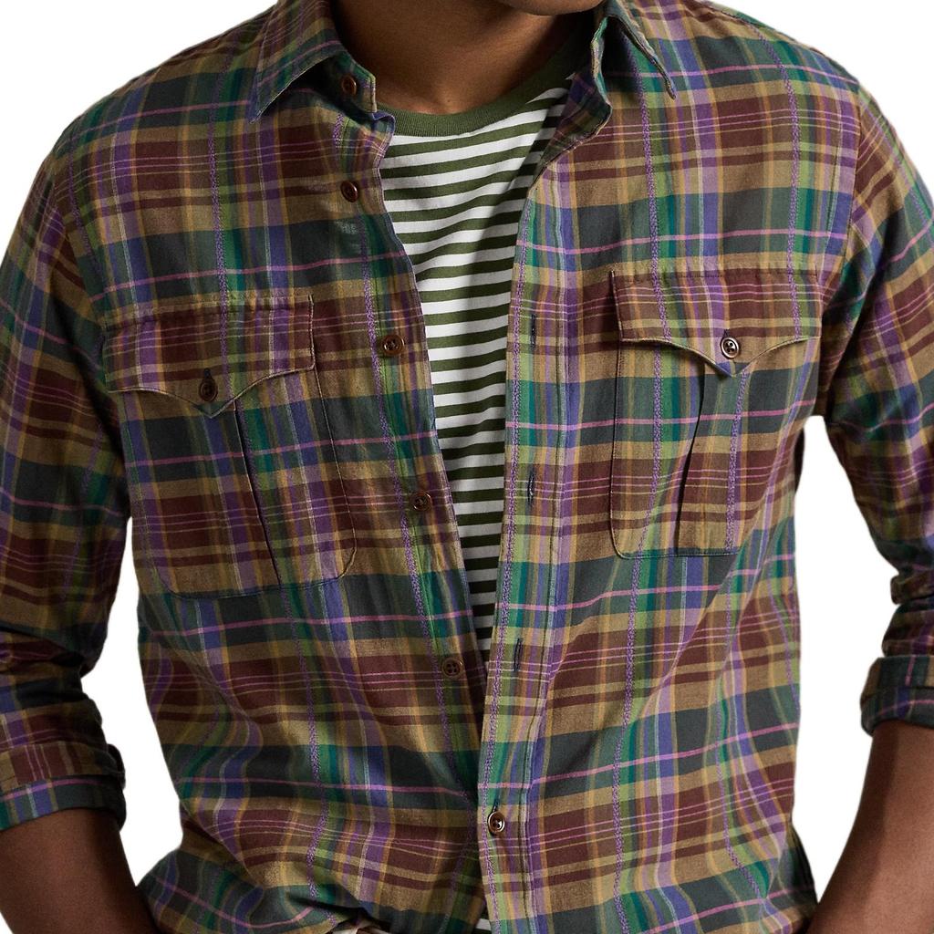 Polo Ralph Lauren Cotton Plaid Pocket Long Sleeve Polo Shirt Classic Edition Men shirts 710P08226-001