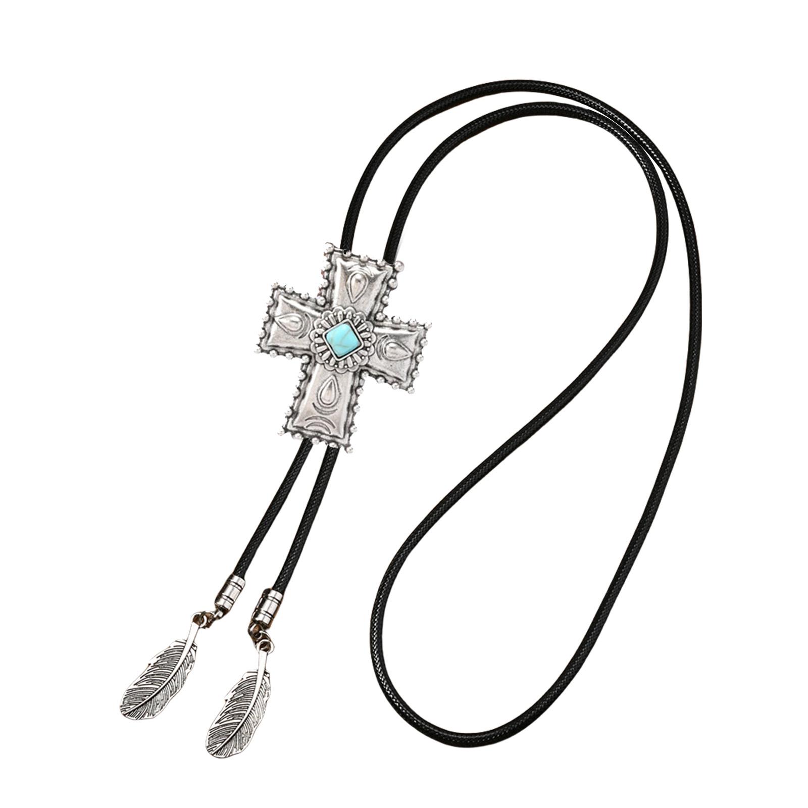 

Мужской родео западный кожаный шнурок боло галстук антикварные цветочные каменные украшения ковбойский галстук ожерелье с перьевой подвеской G