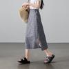 SOFSIL Women's French Retro Plaid Slit Skirt