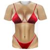 Men's Bikini Printed Fun T-shirt, Fake ABS Muscle 3D Printed Short Sleeved T-shirt, Cosplay Women's Clothing, Novelty T-shirt