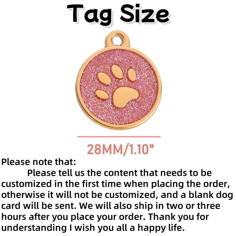 Free Custom Dog Id Name Tag Personalized Pet Dog Tags Anti-Lost Cat Tags Pet Paw Glitter Pendant Chihuahua Collar Accessories