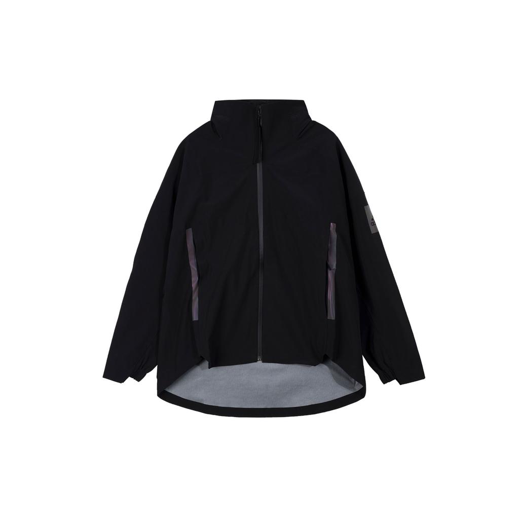 Adidas Waterproof Windbreaker Raincoat With Hood And Long Sleeves Women Jackets Black GP7851