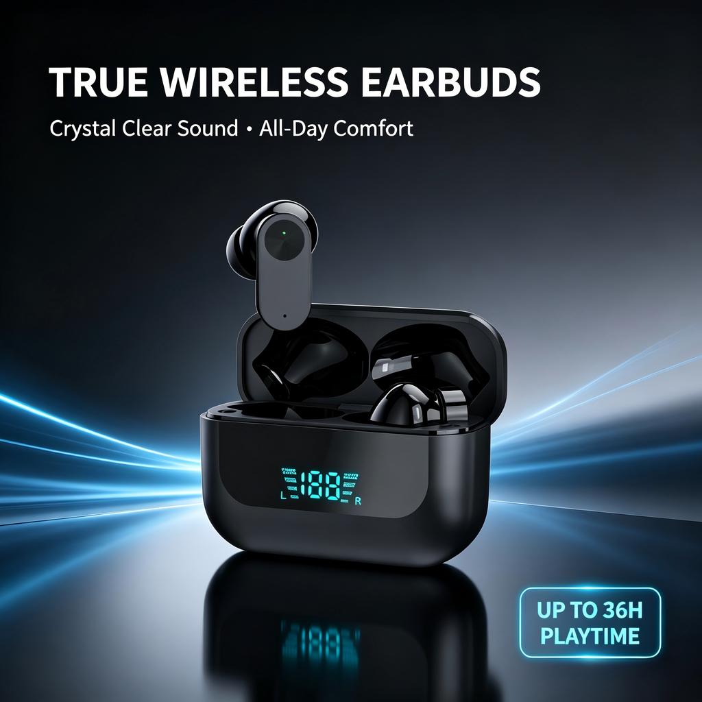Xiaomi Bluetooth 5.3 TWS Wireless Earbuds LED Digital Display HiFi Stereo Bass Noise Cancelling Gaming In‑Ear Headphones