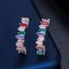 Разноцветные геометрические полукруглые серьги-гвоздики C-образной формы с квадратным цирконом, экологически чистое гальваническое покрытие