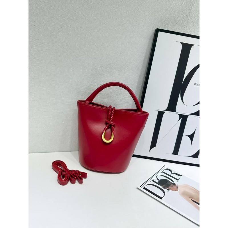 Soft Vegan Leather Bucket Bag Women Casual Crossbody Tote With Woven Detail Medium Size Multiple Colors