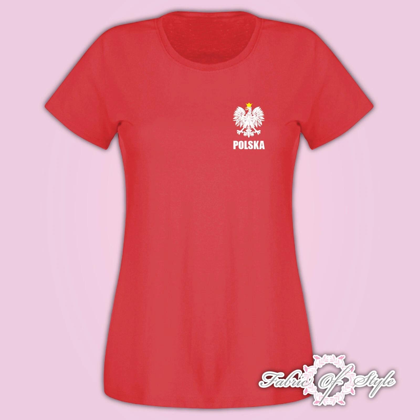 Koszulka Damska Polska Poland Kibic T- Shirt Female Red L