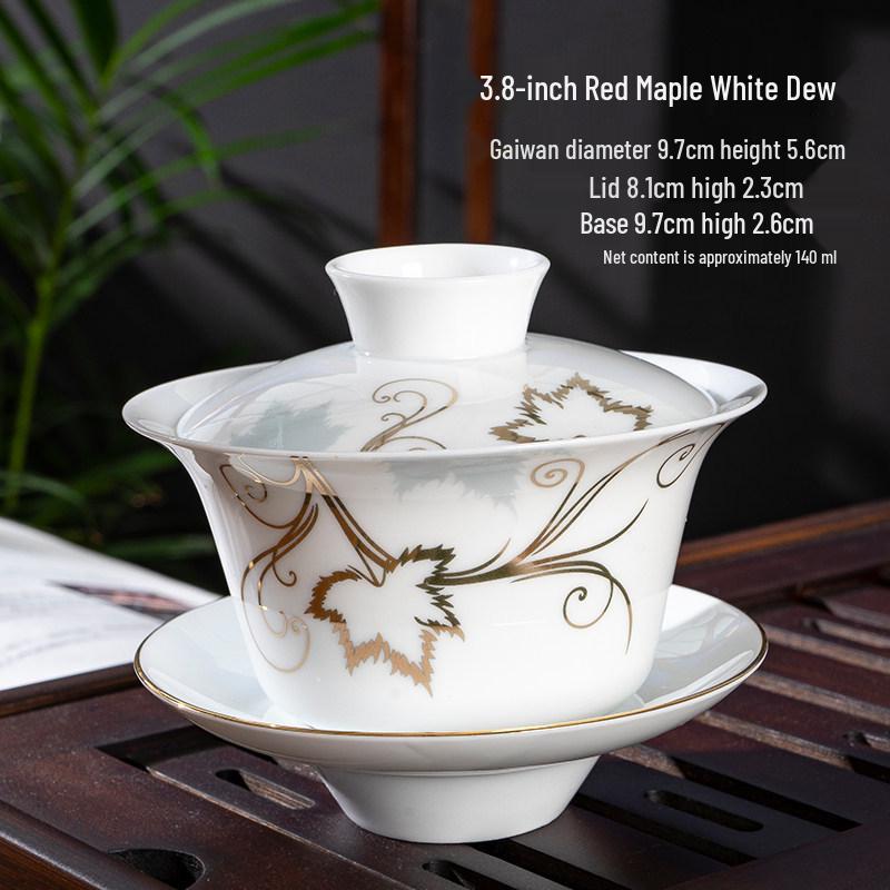Chaozhou Blue and White Porcelain Gongfu Tea Set: Gaiwan, Mini Tea Cup, and Bowl