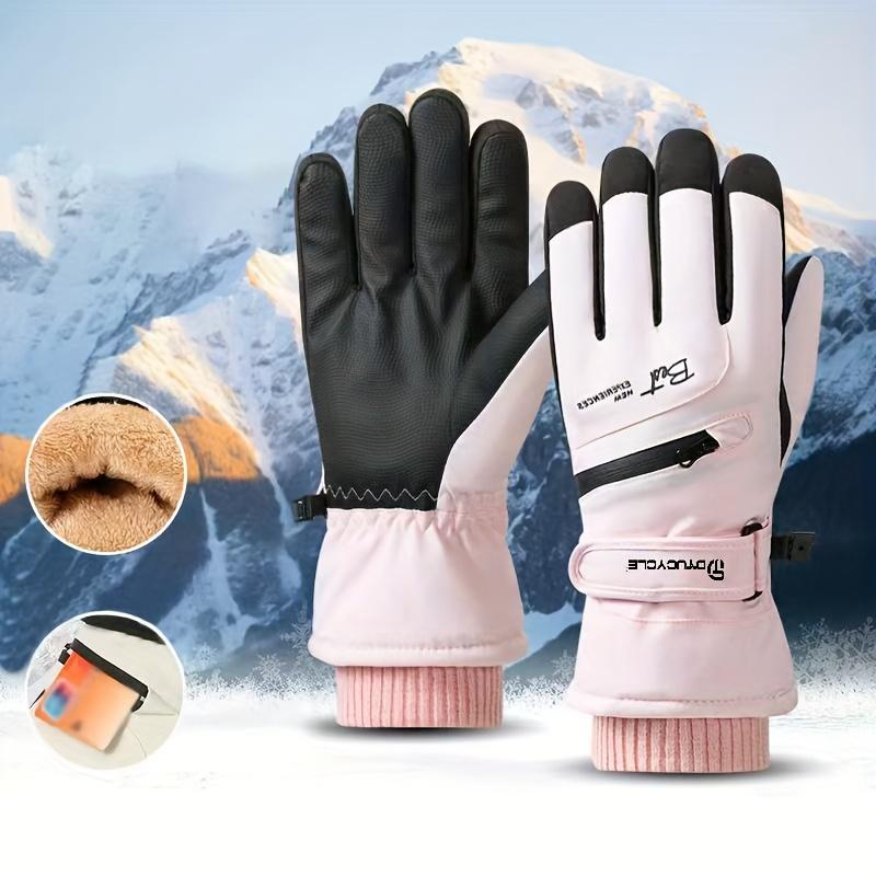 

Winter skiing and cycling gloves - Warm touchscreen gloves with Velcro closure, for both men and women women-M розовый