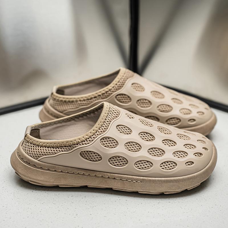 

2025 новые супермягкие туфли-дерьмоступы, мягкая подошва, нескользящие, с закрытым носком, сандалии на одной педали, повседневные, универсальные, пляжная обувь 39