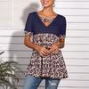 Women T-Shirt V Neck Short Sleeve Blouse Casual Printed Dress Top