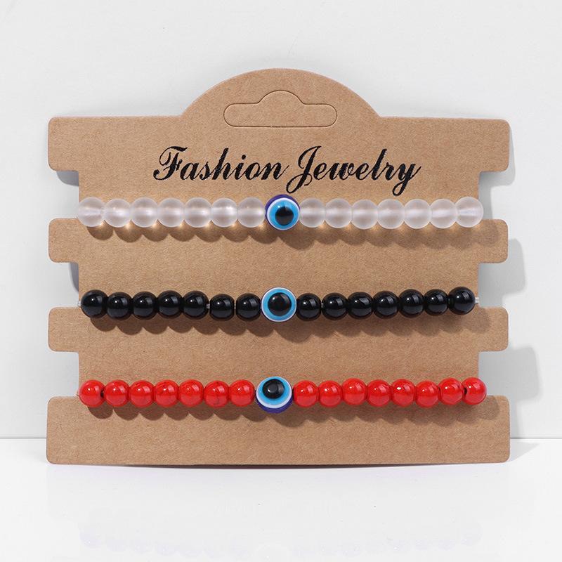 

JYL TS Bracelet Triple Layer Evil Eye Enhances Protection And Positive Vibes FK0074-19cm французька рожевий колір