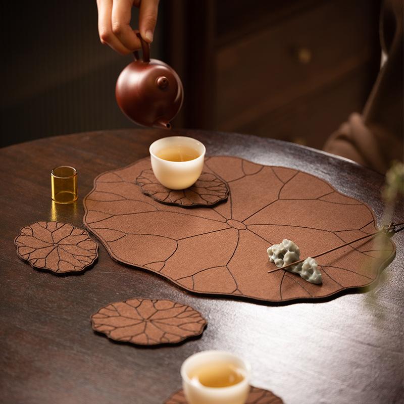 New Chinese cotton and linen lotus leaf coaster coaster home kitchen insulation mat storage mat tea mat