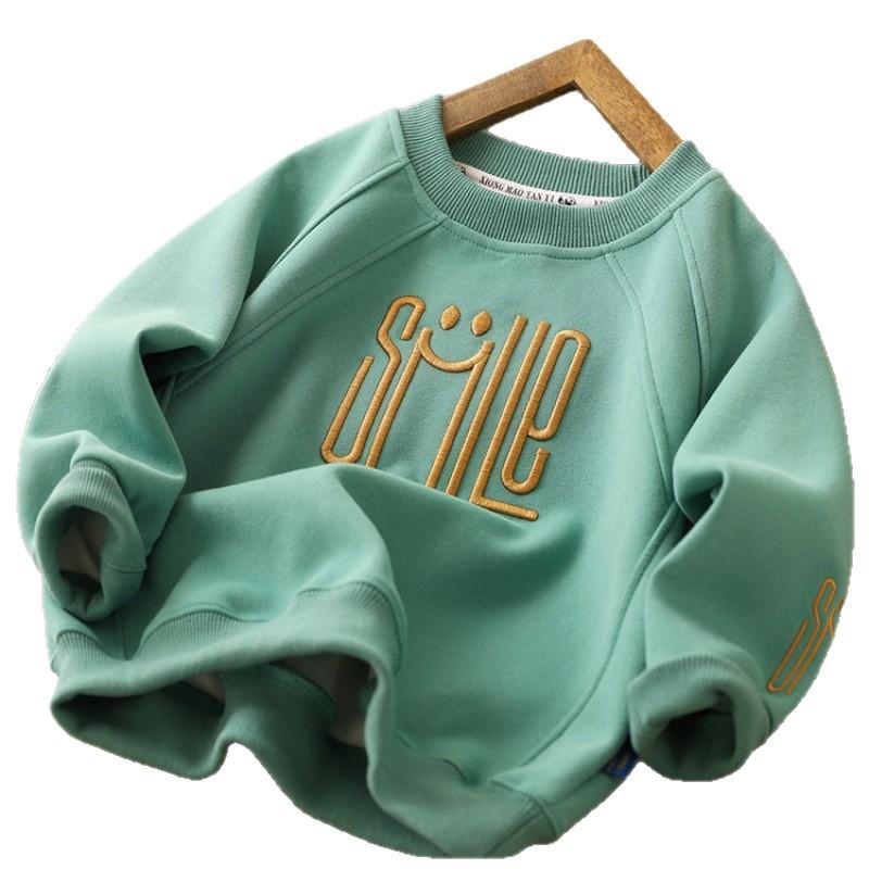 New Big Size Spring Autumn Boys Shirt Fashion Letter Smile Full Sleeve Teenager Boys Sweatshirt 3-12 Years Children Top Clothes