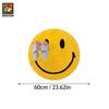 2D Round Flannel Rug Smiley Face Design Soft Floor Mat Home Decor Kids Room Play Area Non Slip Carpet
