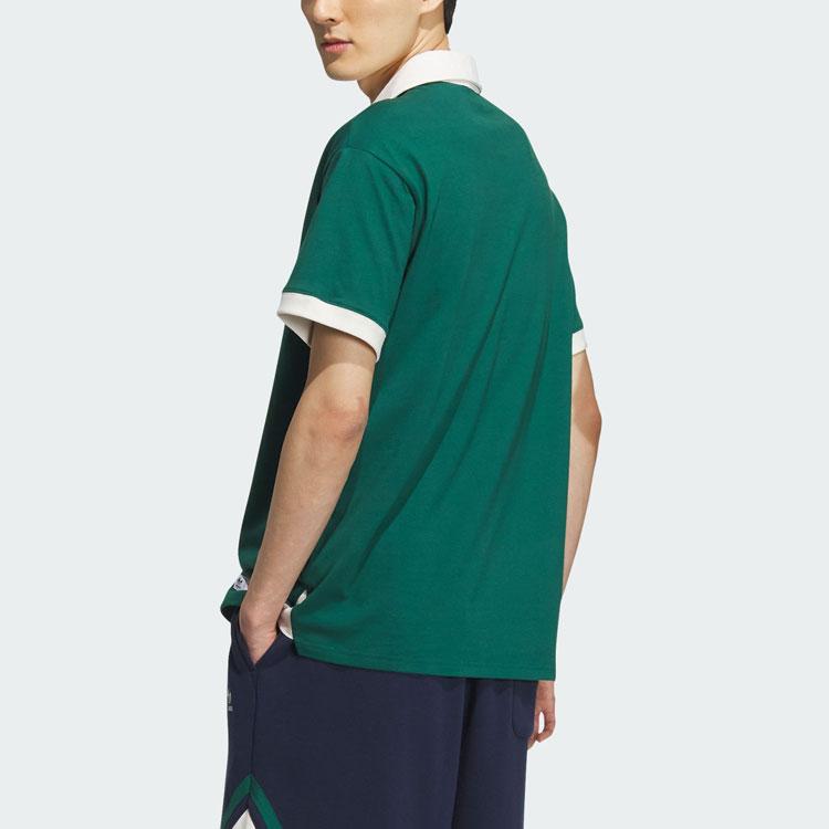 adidas Originals Dumbo Sportswear Cartoon Logo Embroidery Colorblock Short Sleeve Polo Unisex Tops Green IN1077
