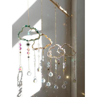 Cloud Suncatcher Wall Hanging Crystal Wind Chime Rainbow Maker Light Catcher Car Accessories Christmas Home Decor Sun Catcher