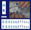 French Style Art Nail Patch 3D Flower Gold Line Fake Nails Reusable Nail Tips For Women Diy Manicure Accessories