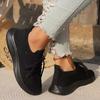 Women Casual Single Shoe Large Size Thick Sole Solid Color Front Lace Up Fly Woven Shoes for Women