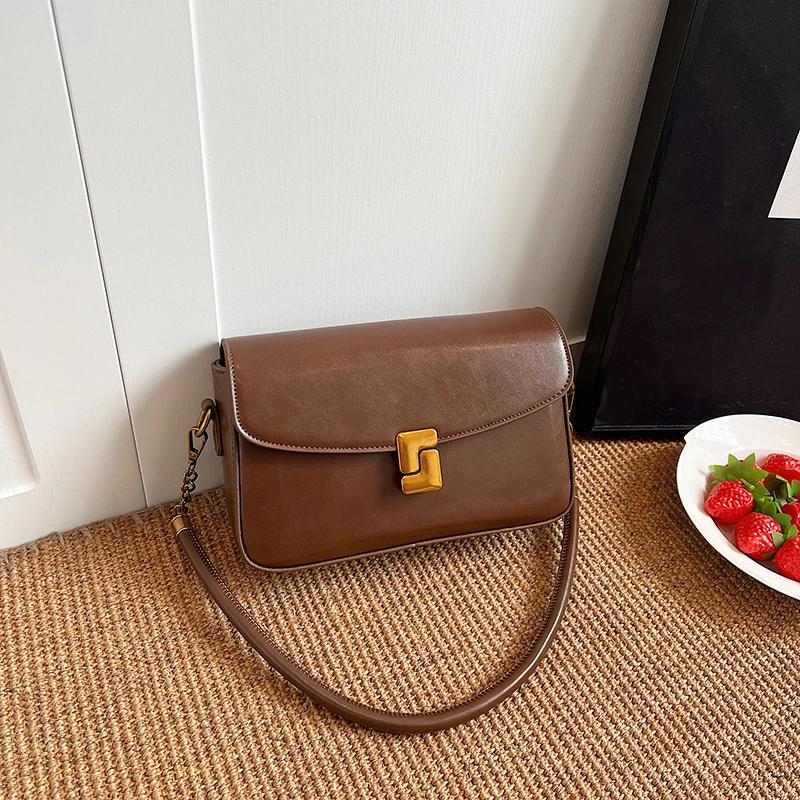 Soft Zipper Shoulder Bag for Women Interior Slot Pocket Pocket with Flap Hasp High Quality Fashionable