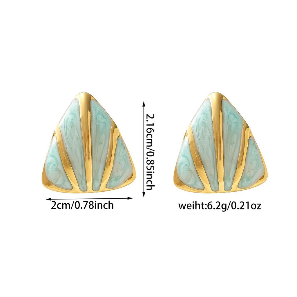 French Enamel Drip Oil Earrings: Stainless Steel, Irregular, Titanium Women's Luxury