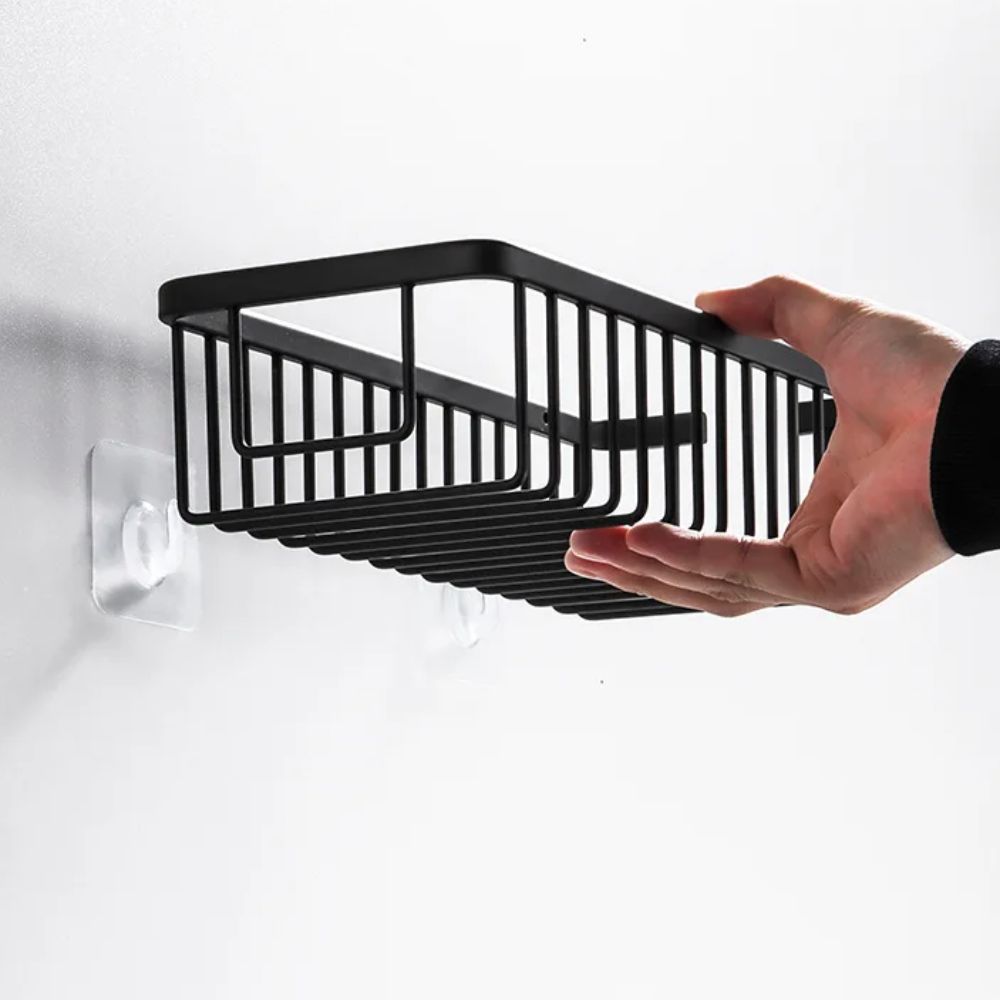 Wall Mounted Bathroom Storage Rack Black/White Kitchen Sponge Holder Cosmetics Storage Rack  Sink