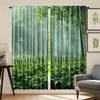 2pcs Ink Bamboo Forest Print Curtains - Rod Pocket Design   Light Filtering & Privacy Enhancing   Durable Polyester Microfiber for
