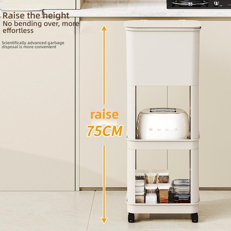 3 Layers Durability Plastic Waste Container with Modern Look Feet Wheel Perfect for Household Cleanliness Various Indoor Space